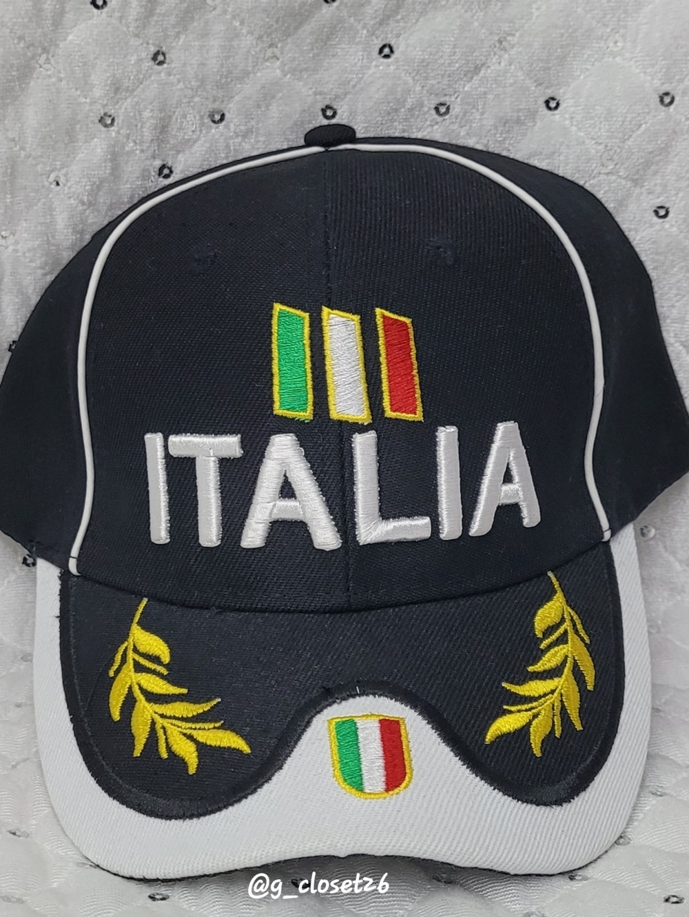 New Italia Embroidered Baseball Cap in Black with Tricolor Accents